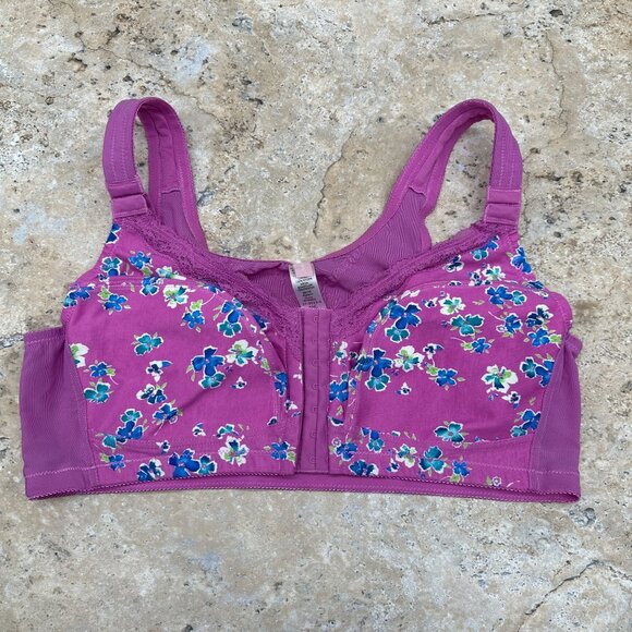 Comfort Choice Bra Womens Size 40C Multicolor Floral Front Closure Mesh Wireless - Picture 1 of 7